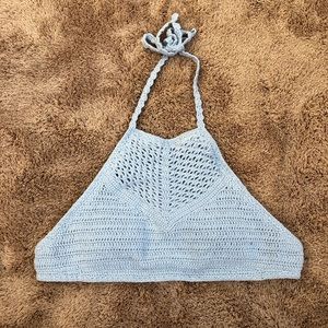 Crotchet Crop Top Baby Blue by Kendall & Kylie